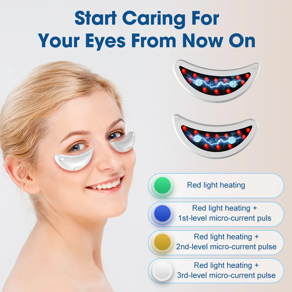 Micro-Current Pulse Eye Beauty Device for Women Home Use Red Light Heating Reduce Dark Circles Eye Bags Fine Lines Eye Care Tool