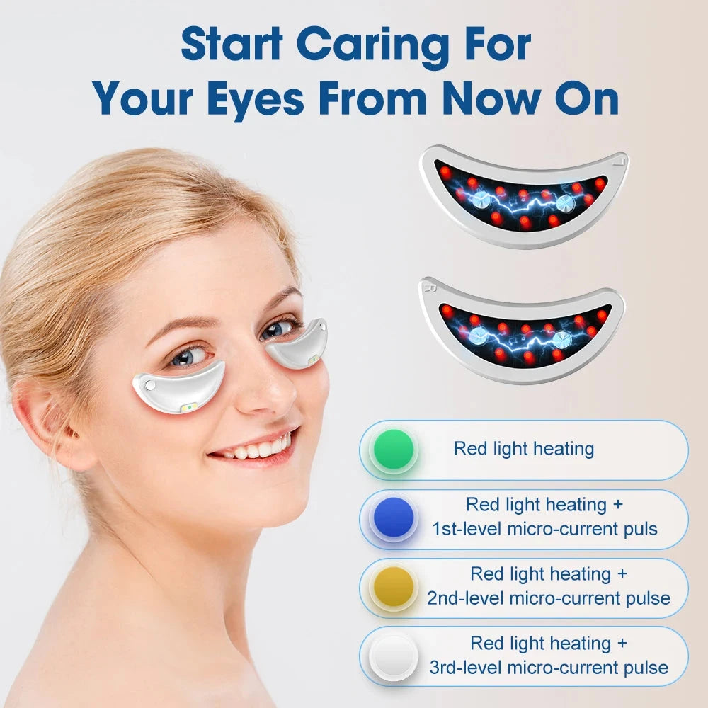Micro-Current Pulse Eye Beauty Device for Women Home Use Red Light Heating Reduce Dark Circles Eye Bags Fine Lines Eye Care Tool