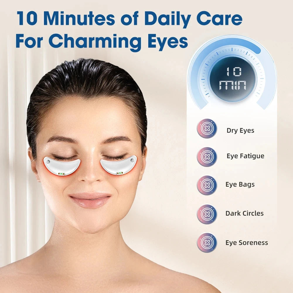 Micro-Current Pulse Eye Beauty Device for Women Home Use Red Light Heating Reduce Dark Circles Eye Bags Fine Lines Eye Care Tool
